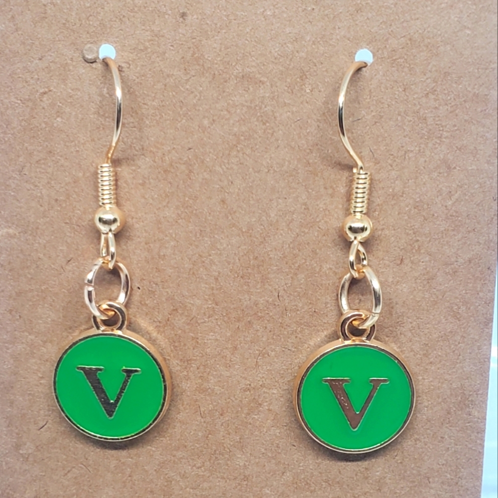 7/$10 V Initial Earrings, New